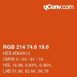 カラーコード: RGB 214 74.6 19.6 | qconv.com