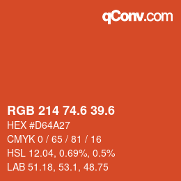 カラーコード: RGB 214 74.6 39.6 | qconv.com