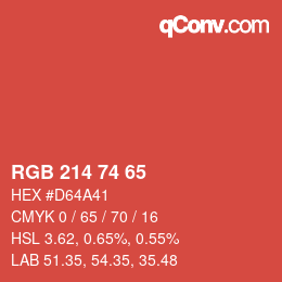 Farbcode: RGB 214 74 65 | qconv.com