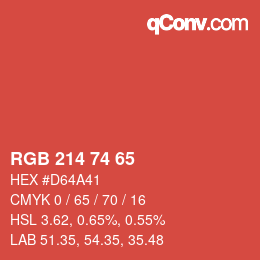 Color code: RGB 214 74 65 | qconv.com