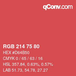 Color code: RGB 214 75 80 | qconv.com