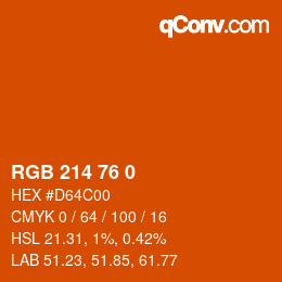 Color code: RGB 214 76 0 | qconv.com