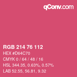 颜色代码: RGB 214 76 112 | qconv.com