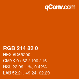 颜色代码: RGB 214 82 0 | qconv.com