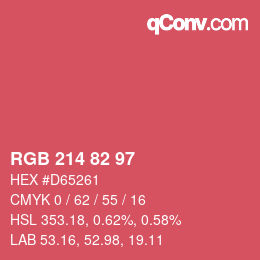 カラーコード: RGB 214 82 97 | qconv.com