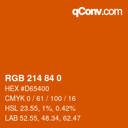 Color code: RGB 214 84 0 | qconv.com