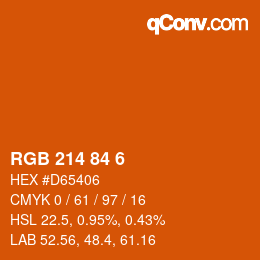 Código de color: RGB 214 84 6 | qconv.com