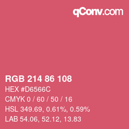 カラーコード: RGB 214 86 108 | qconv.com
