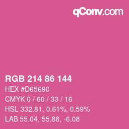 Color code: RGB 214 86 144 | qconv.com