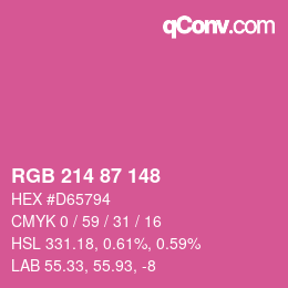 颜色代码: RGB 214 87 148 | qconv.com
