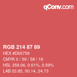 颜色代码: RGB 214 87 89 | qconv.com