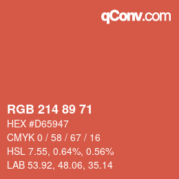 颜色代码: RGB 214 89 71 | qconv.com
