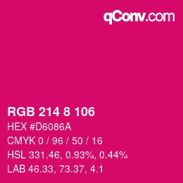 カラーコード: RGB 214 8 106 | qconv.com