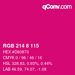 Color code: RGB 214 8 115 | qconv.com