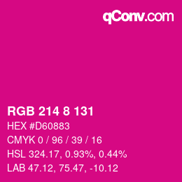 カラーコード: RGB 214 8 131 | qconv.com