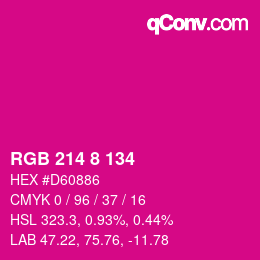 Color code: RGB 214 8 134 | qconv.com