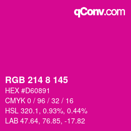 カラーコード: RGB 214 8 145 | qconv.com