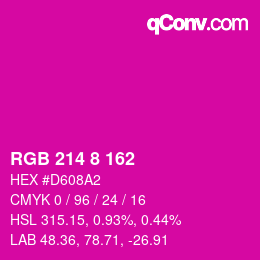 Color code: RGB 214 8 162 | qconv.com