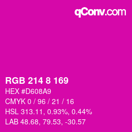 Color code: RGB 214 8 169 | qconv.com