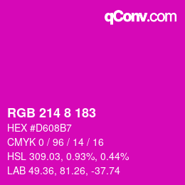 Color code: RGB 214 8 183 | qconv.com