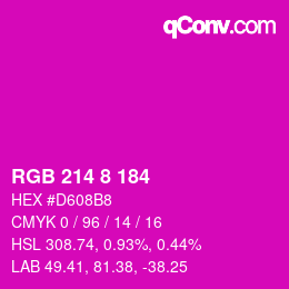 Color code: RGB 214 8 184 | qconv.com