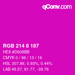 Color code: RGB 214 8 187 | qconv.com