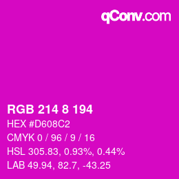 カラーコード: RGB 214 8 194 | qconv.com