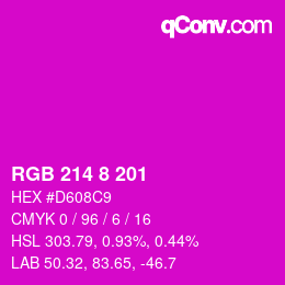 Color code: RGB 214 8 201 | qconv.com