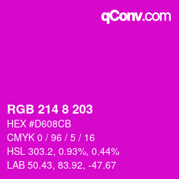 Color code: RGB 214 8 203 | qconv.com