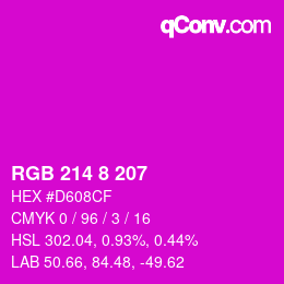 Color code: RGB 214 8 207 | qconv.com