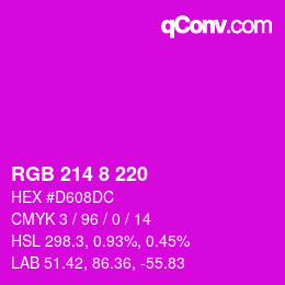 Color code: RGB 214 8 220 | qconv.com