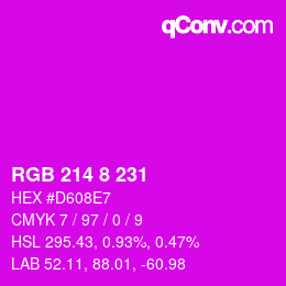 カラーコード: RGB 214 8 231 | qconv.com