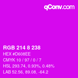 颜色代码: RGB 214 8 238 | qconv.com