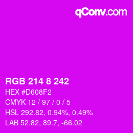 Color code: RGB 214 8 242 | qconv.com
