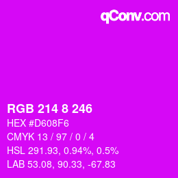 Color code: RGB 214 8 246 | qconv.com