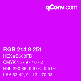 Color code: RGB 214 8 251 | qconv.com
