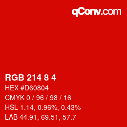 Color code: RGB 214 8 4 | qconv.com