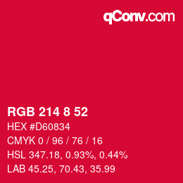 Color code: RGB 214 8 52 | qconv.com