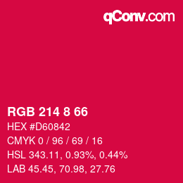 カラーコード: RGB 214 8 66 | qconv.com