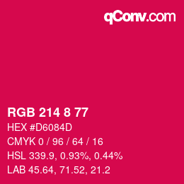 Color code: RGB 214 8 77 | qconv.com