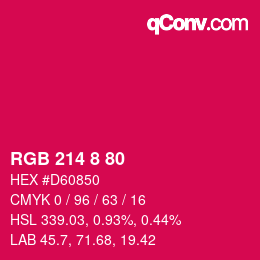 カラーコード: RGB 214 8 80 | qconv.com