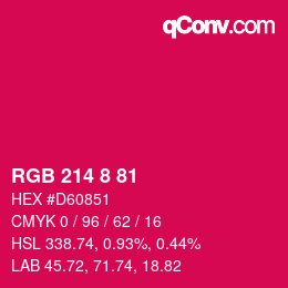 カラーコード: RGB 214 8 81 | qconv.com