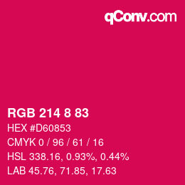 カラーコード: RGB 214 8 83 | qconv.com