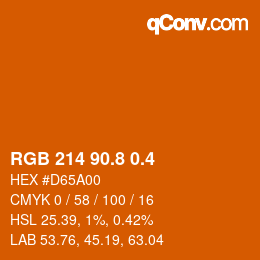 カラーコード: RGB 214 90.8 0.4 | qconv.com