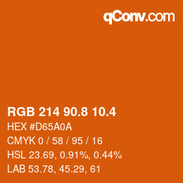 カラーコード: RGB 214 90.8 10.4 | qconv.com
