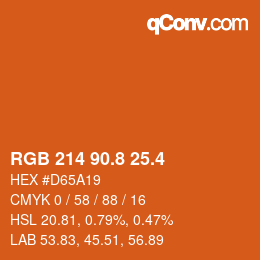 カラーコード: RGB 214 90.8 25.4 | qconv.com
