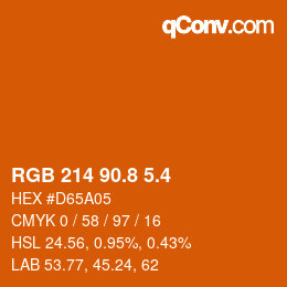 カラーコード: RGB 214 90.8 5.4 | qconv.com