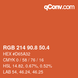 カラーコード: RGB 214 90.8 50.4 | qconv.com