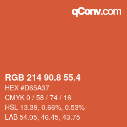 カラーコード: RGB 214 90.8 55.4 | qconv.com