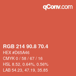 カラーコード: RGB 214 90.8 70.4 | qconv.com